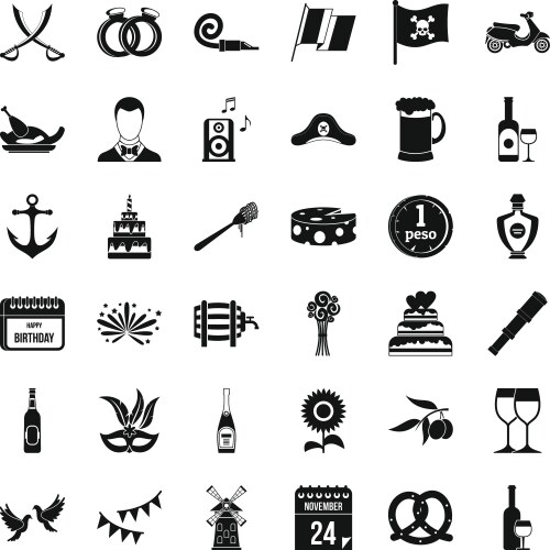 Alcohol icons set simple style vector image