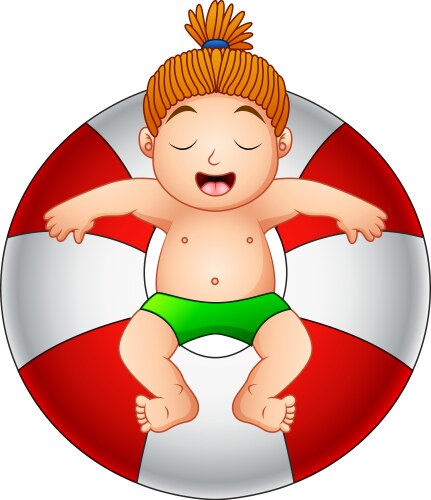 little boy relaxing in inflatable ring vector image