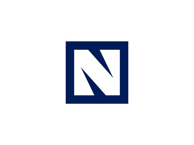 Modern letter n square logo design vector image