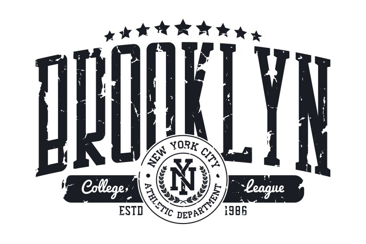 Brooklyn new york college t-shirt print design vector image