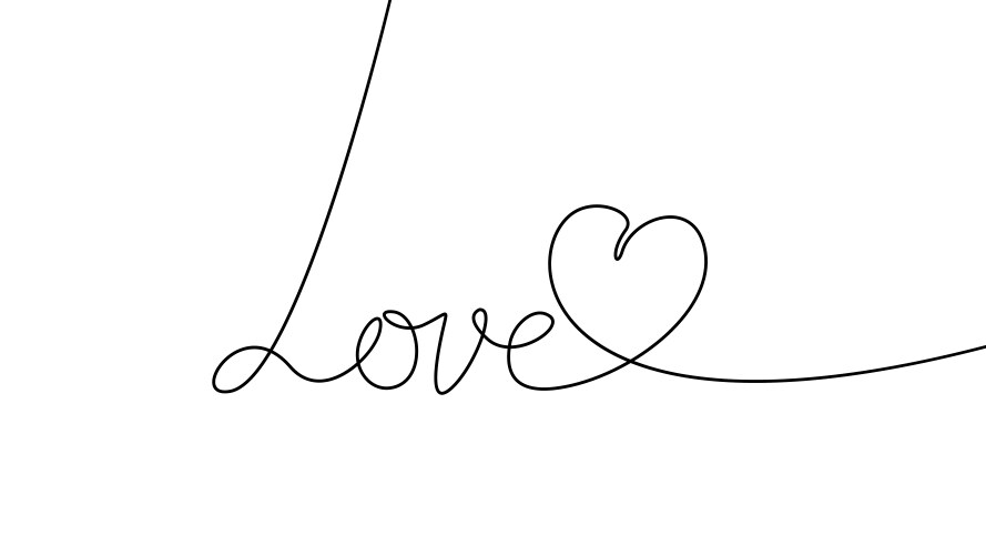 Love drawing of a stylized heart and text vector image