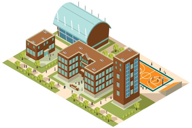 Isometric college campus vector image