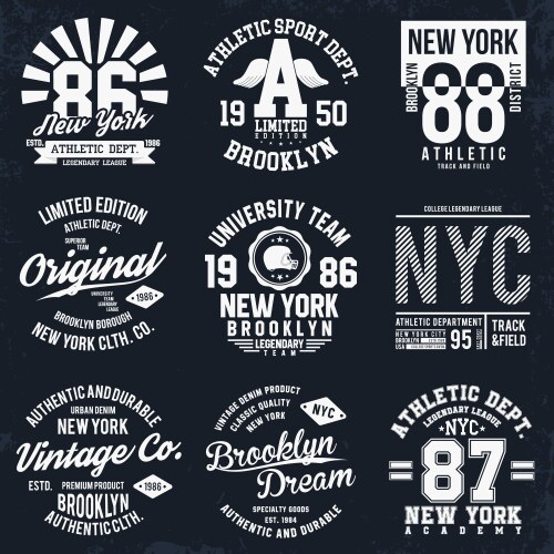 new york brooklyn typography badges set vector image