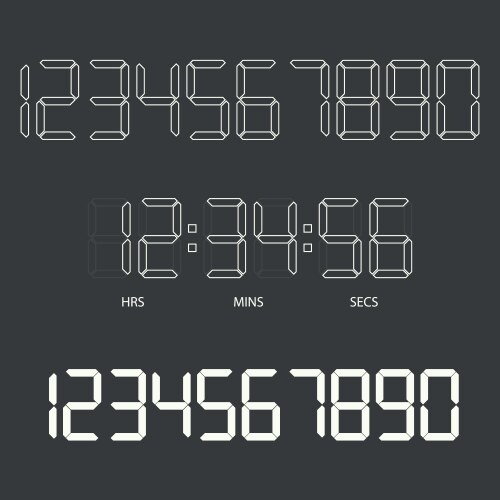 Digital clock and numbers vector image