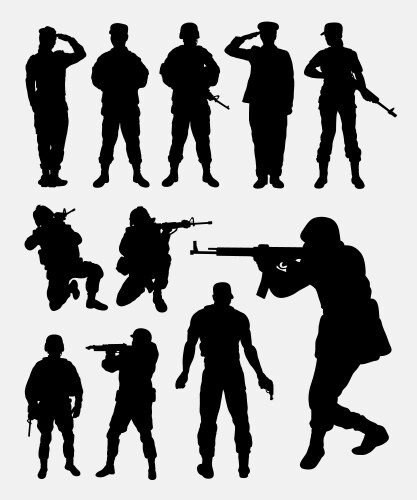 Soldier military silhouettes vector image