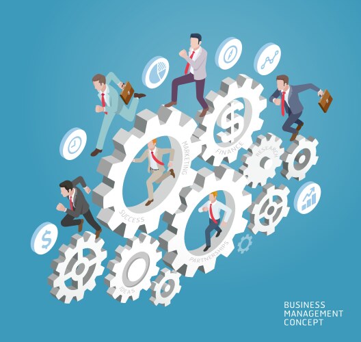 Business people run on gear vector image