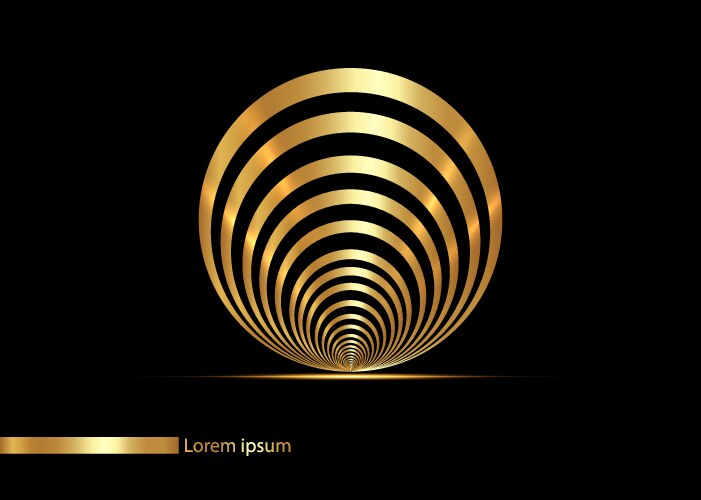 Abstract golden lines in circle form logo design vector image