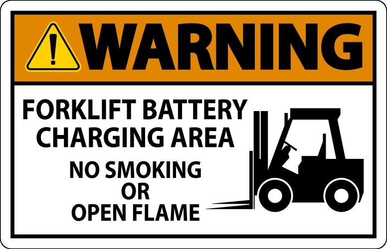 Warning sign forklift battery charging area vector image