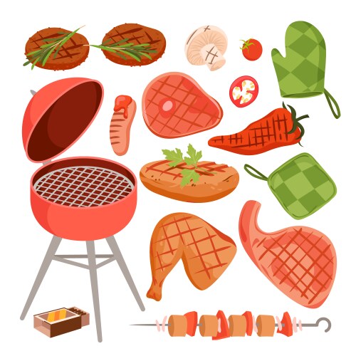 Cartoon isolated barbecue menu for summer party vector image