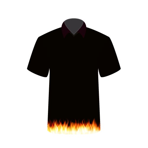 Black t-shirt with the image of fire vector image