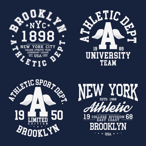 New york brooklyn typography badges set vector image