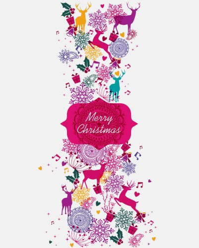 Merry christmas multicolors postal card vector image