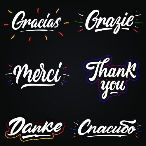 thank you hand lettering set vector image