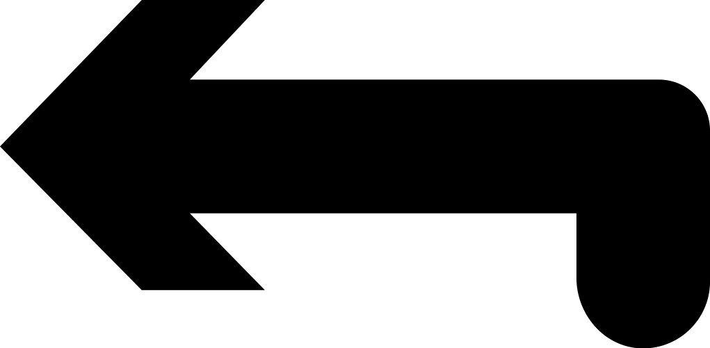 Simple black arrow pointing left with a rounded vector image