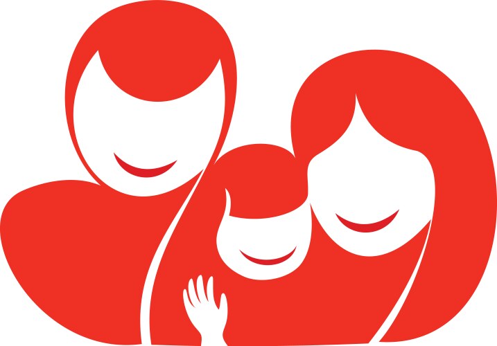 happy family silhouette vector image