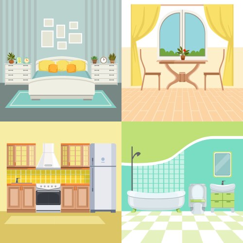 Set modern interior of living house vector image