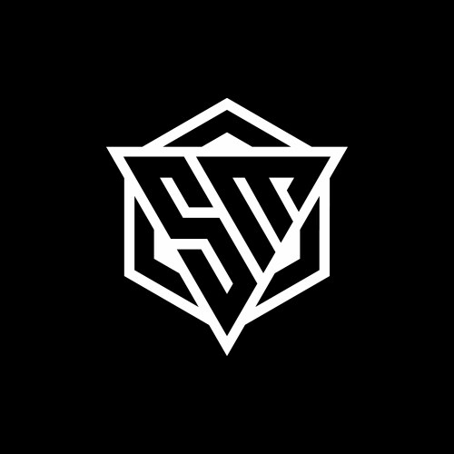 sm logo monogram with triangle and hexagon shape vector image