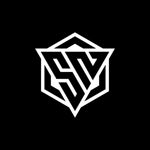 sn logo monogram with triangle and hexagon shape vector image