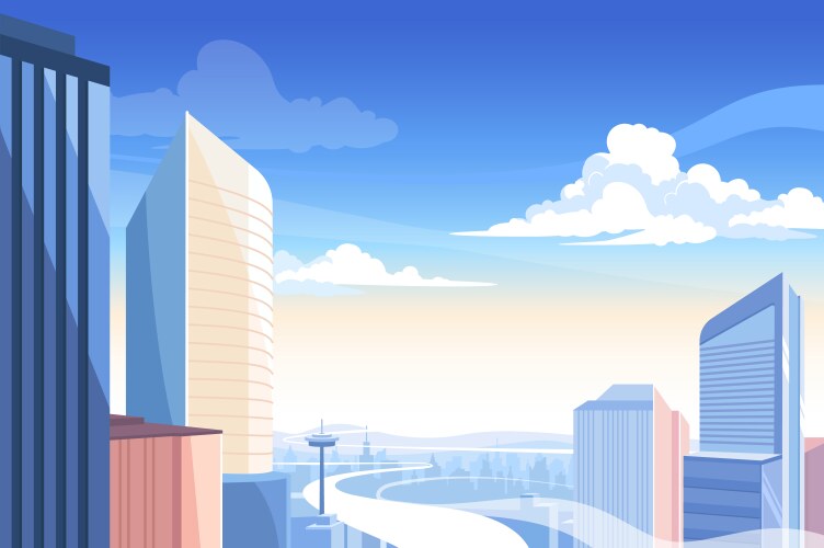 City view with high skyscrapers vector image