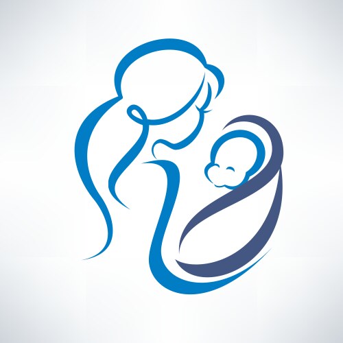 Mother and baby outlined symbol vector image