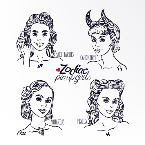 Set four zodiac signs - 3 vector image