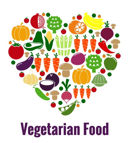 Vegetarian food heart shape vector image