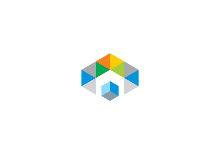 Cube triangle colorful geometry logo vector image