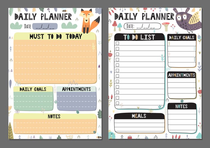 Daily planners collection vector image