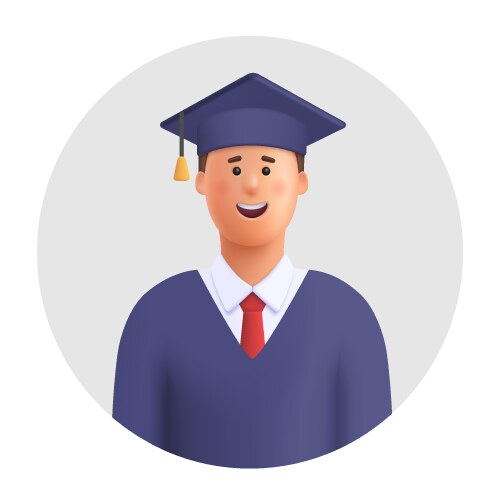 Smiling graduate student wearing academic robe vector image