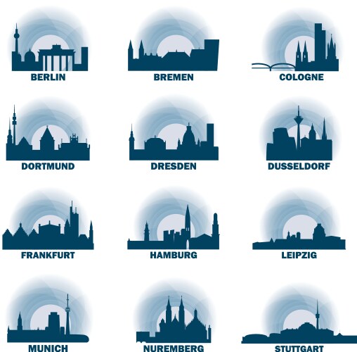 germany cities icons set skyline logo pack vector image