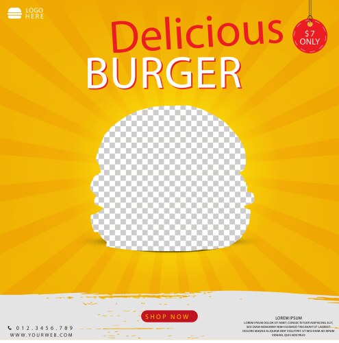 Fast food burger social media banner vector image