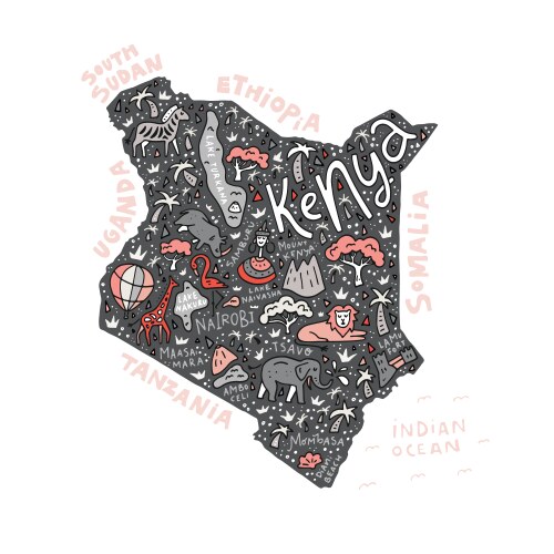 Cartoon map of kenya vector image