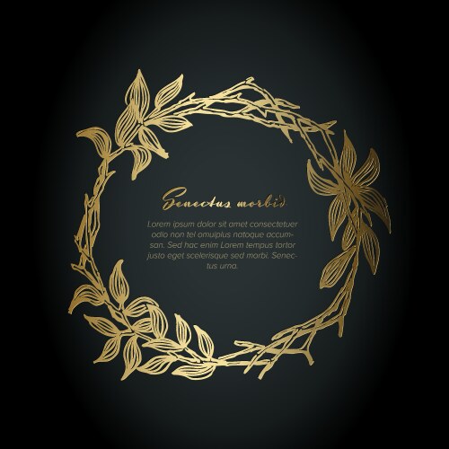 Minimalist golden floral wreath flyer vector image