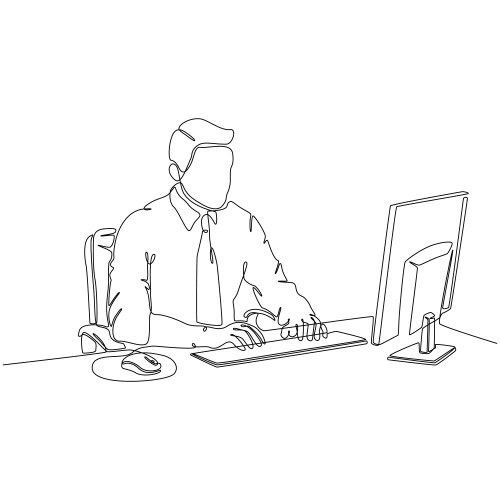 Continuous line drawing businessperson working vector image