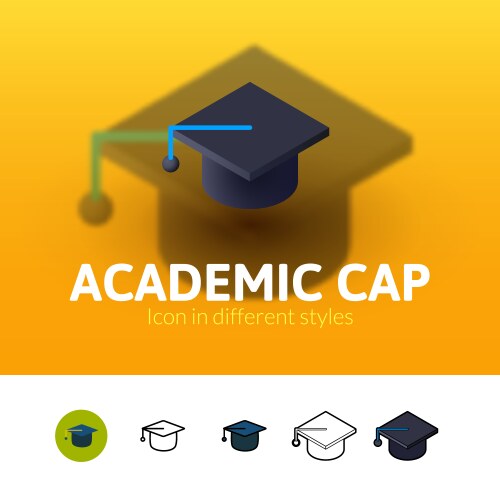 Academic cap icon in different style vector image