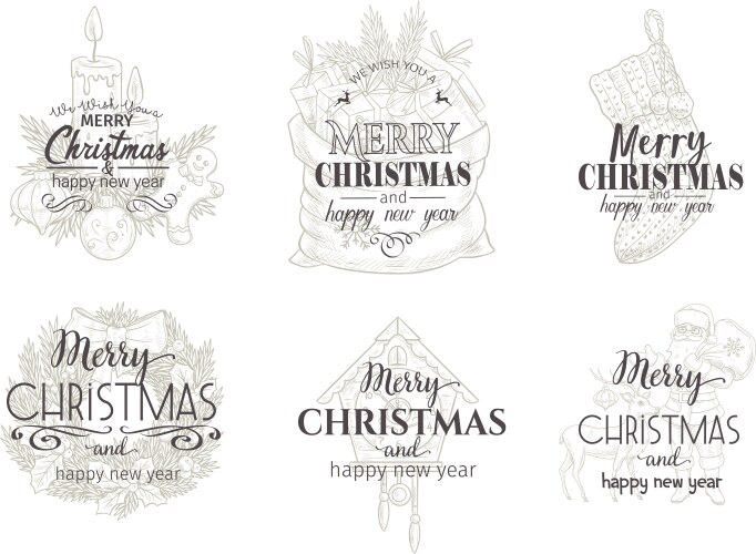 Merry christmas and happy new year cards vector image