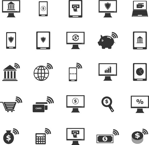 Online banking icons on white background vector image