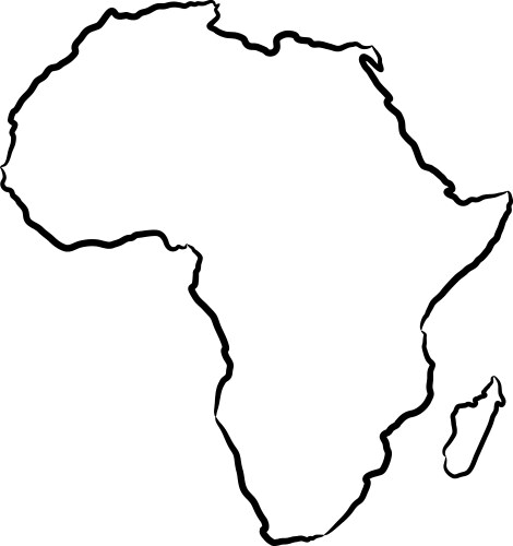 Africa map from contour black brush lines vector image