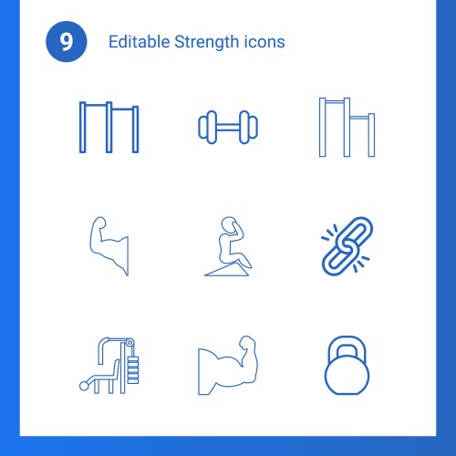 9 strength icons vector image