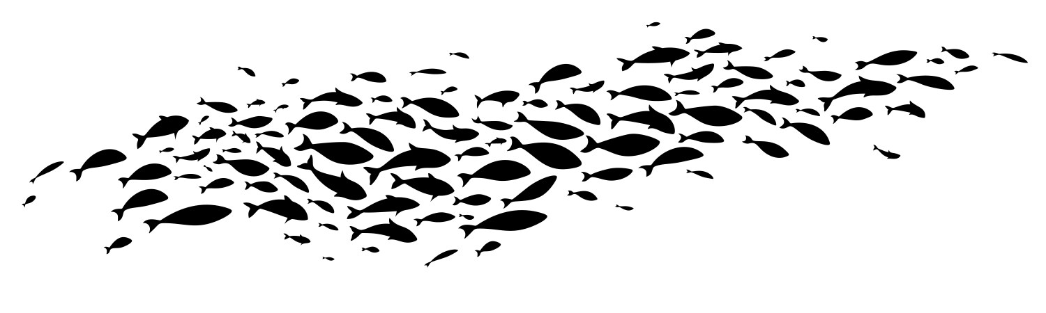 Fish wave decorative long flock logo vector image