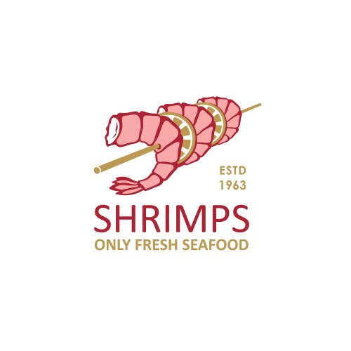 Grilled shrimps label vector image