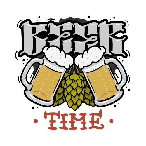 Beer time hand drawn design for t shirt print vector image