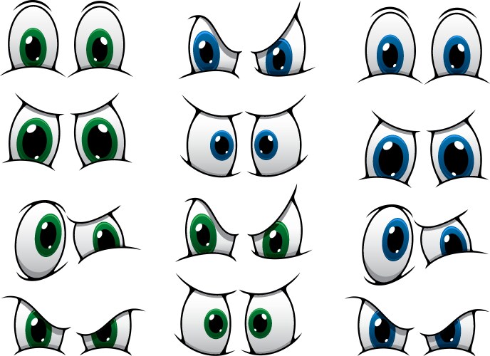 Set of cartoon eyes showing various expression vector image