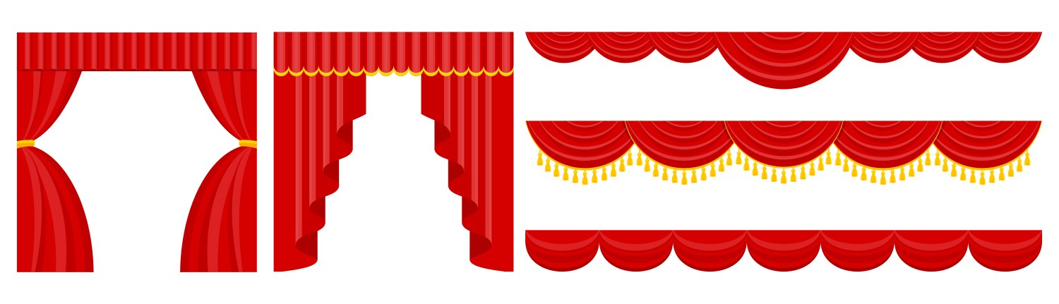 curtains with lambrequins on stage vector image