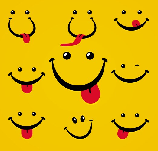 smiling face with tongue on yellow background vector image