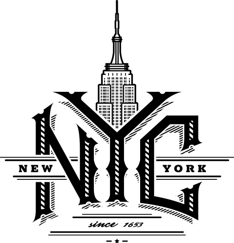 Nyc letters and empire state building new york vector image