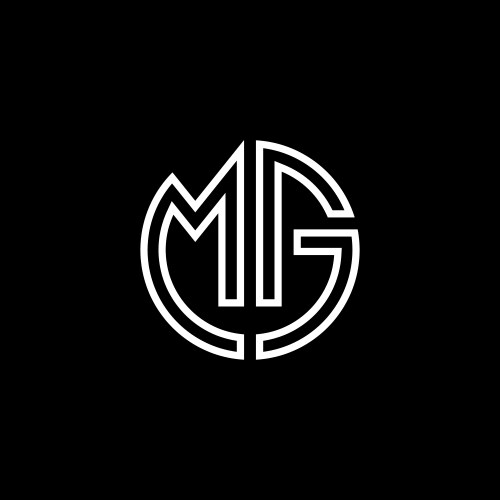 Mg monogram logo circle ribbon style outline vector image