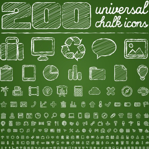 200 universal icons vector image