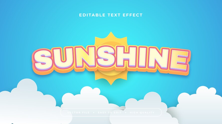 blue white and yellow sunshine 3d editable text vector image