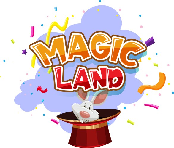 Font design for word magic land with bunny vector image